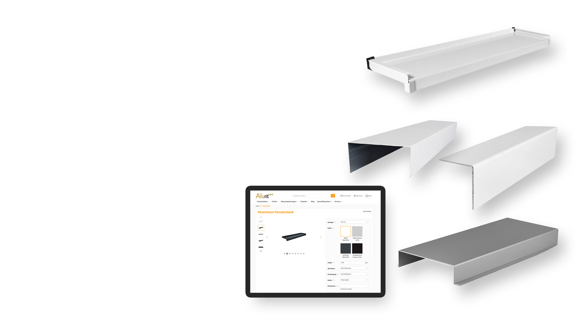 Aluminium Fensterbänke, Kantprofile und Mauerabdeckungen auf Maß