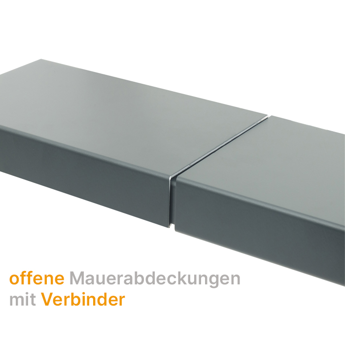 Zwei Aluminium Mauerabdeckung mit Stoßverbinder verbunden